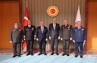 Millî Savunma Bakanı Yaşar Güler ve Beraberindeki TSK Komuta Kademesi'nden, TBMM Başkanı Numan Kurtulmuş’a Ziyaret