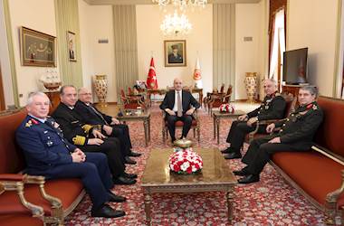 Millî Savunma Bakanı Yaşar Güler ve Beraberindeki TSK Komuta Kademesi'nden, TBMM Başkanı Numan Kurtulmuş’a Ziyaret