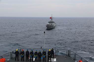 TCG Türkeli and FGS Elbe Conducts Training off the North of Chios