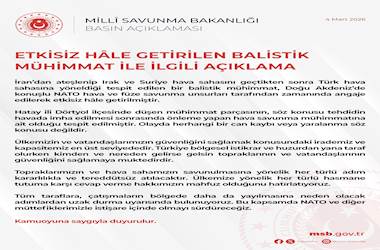 Etkisiz Hâle Getirilen Balistik Mühimmat ile İlgili Açıklama