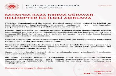 Katar’da Kaza Kırıma Uğrayan Helikopter ile İlgili Açıklama