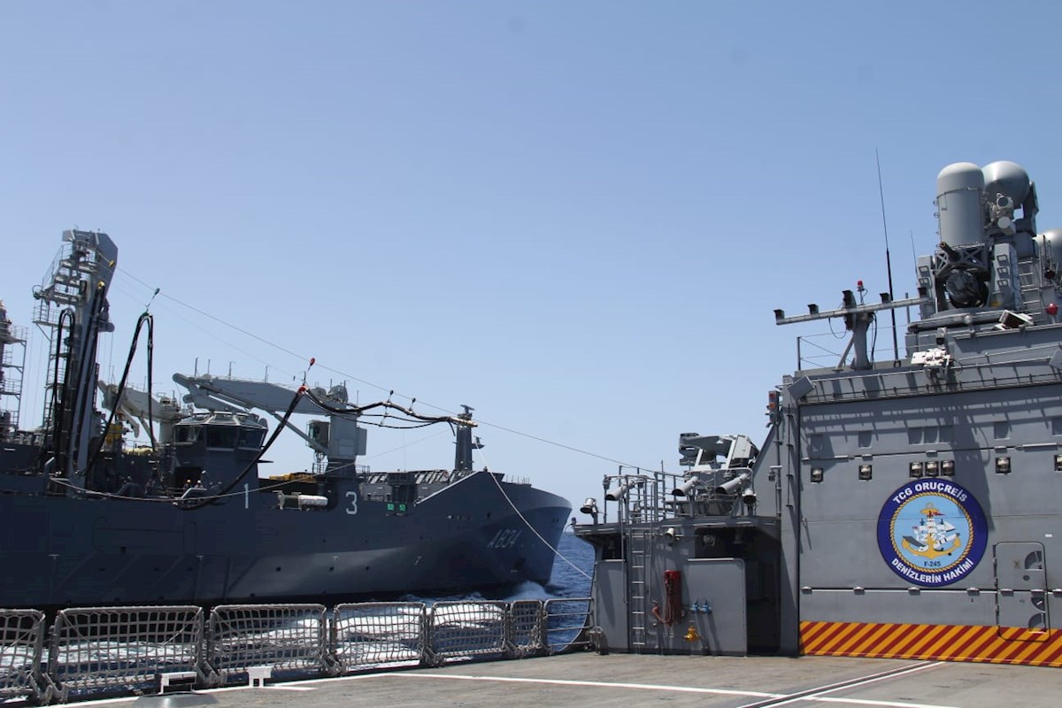 TCG Oruçreis Conducts Replenishment at Sea Within SNMG1 Mission