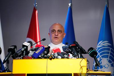 Ukrayna Limanlarındaki Tahıl Ürünlerinin Güvenli Sevkiyatını Sağlayan Müşterek Koordinasyon Merkezinde Basın Bilgilendirme Toplantısı Yapıldı